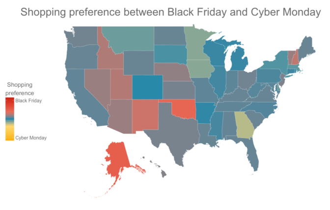Comparison of Black Friday and Cyber Monday sales by state