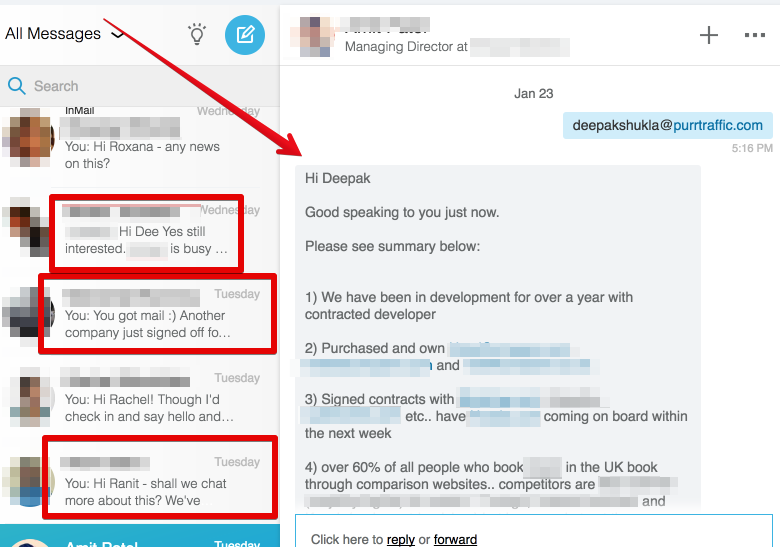 LinkedIn messages example 1