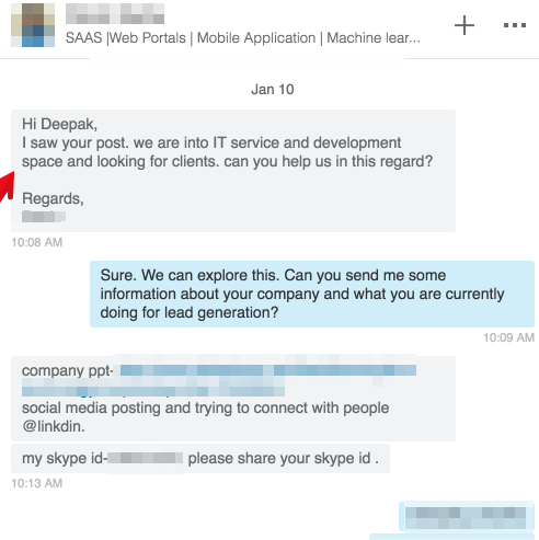 LinkedIn messages example 2.