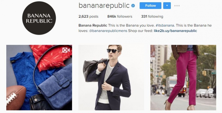 Banana Republic’s link2buy link added in the bio section
