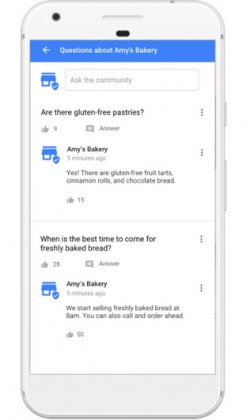 Android local listing Q&A example
