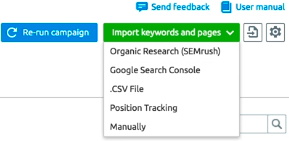 Import options in SEO Ideas