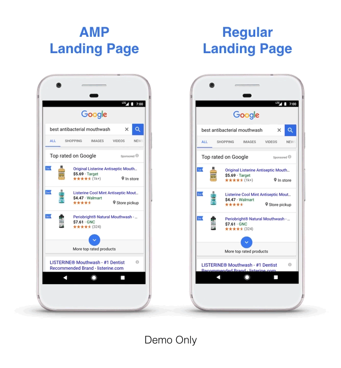 Google Adwords AMP landing pages