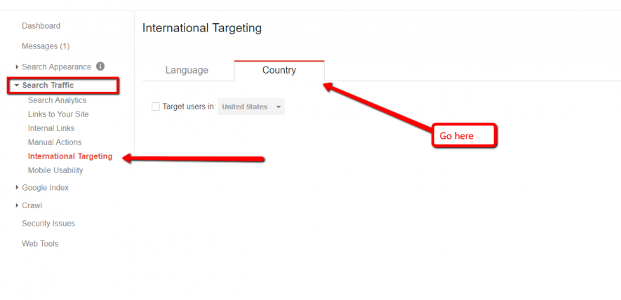 Google Webmaster International Targeting