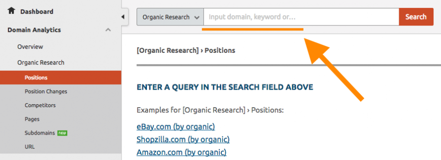 SEMrush Domain Analytics Organic Research