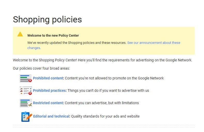 Google Merchant Center policies