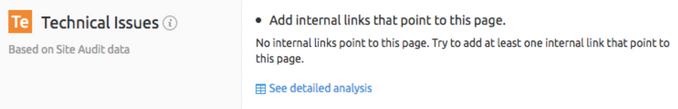 Insufficient amount of internal links alarm